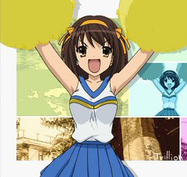 Haruhi Suzumiya cheerleading from the OP of The Melancholy of...